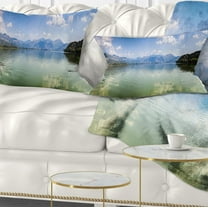 Designart Kastoria Lake Greece Panorama - Landscape Printed Throw Pillow - 12x20