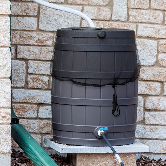 Xihbxyly Mesh Cover for Rain Barrels, Outdoor Rainwater Bucket Cover, Rain Water Collection Bucket Netting with Drawstring - Keep Mosquito, Leaves and Debris from Rain Barrel