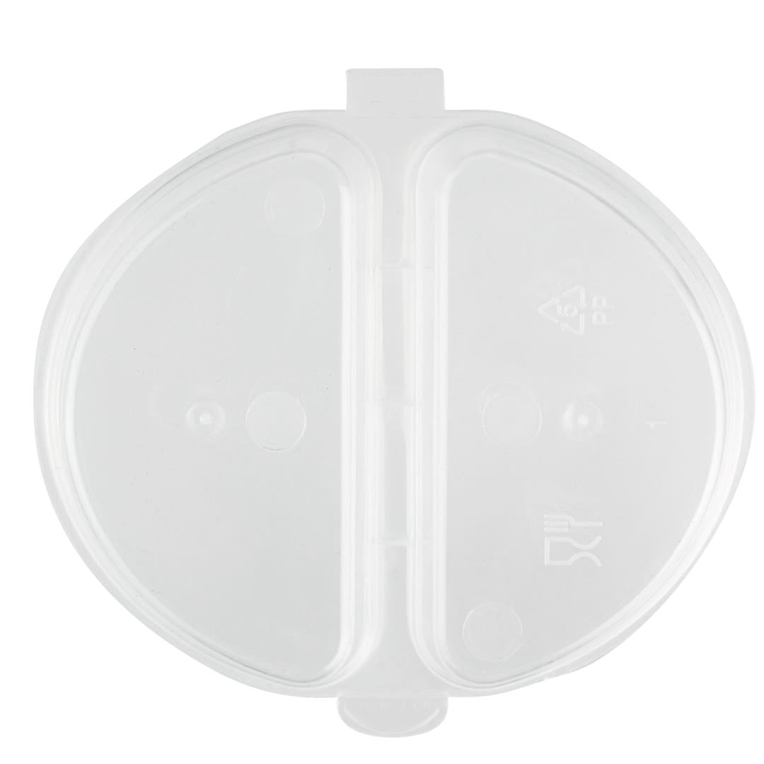 Futura 6 oz Clear Plastic Snack / Condiment Container - with Lid, 2- Compartment, Microwavable - 4 x 3 1/4 x 1 - 500 count box