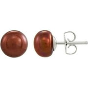 Giani Bernini Chocolate Cultured Freshwater Pearl (8-9mm) Stud Earrings, New with box/tags
