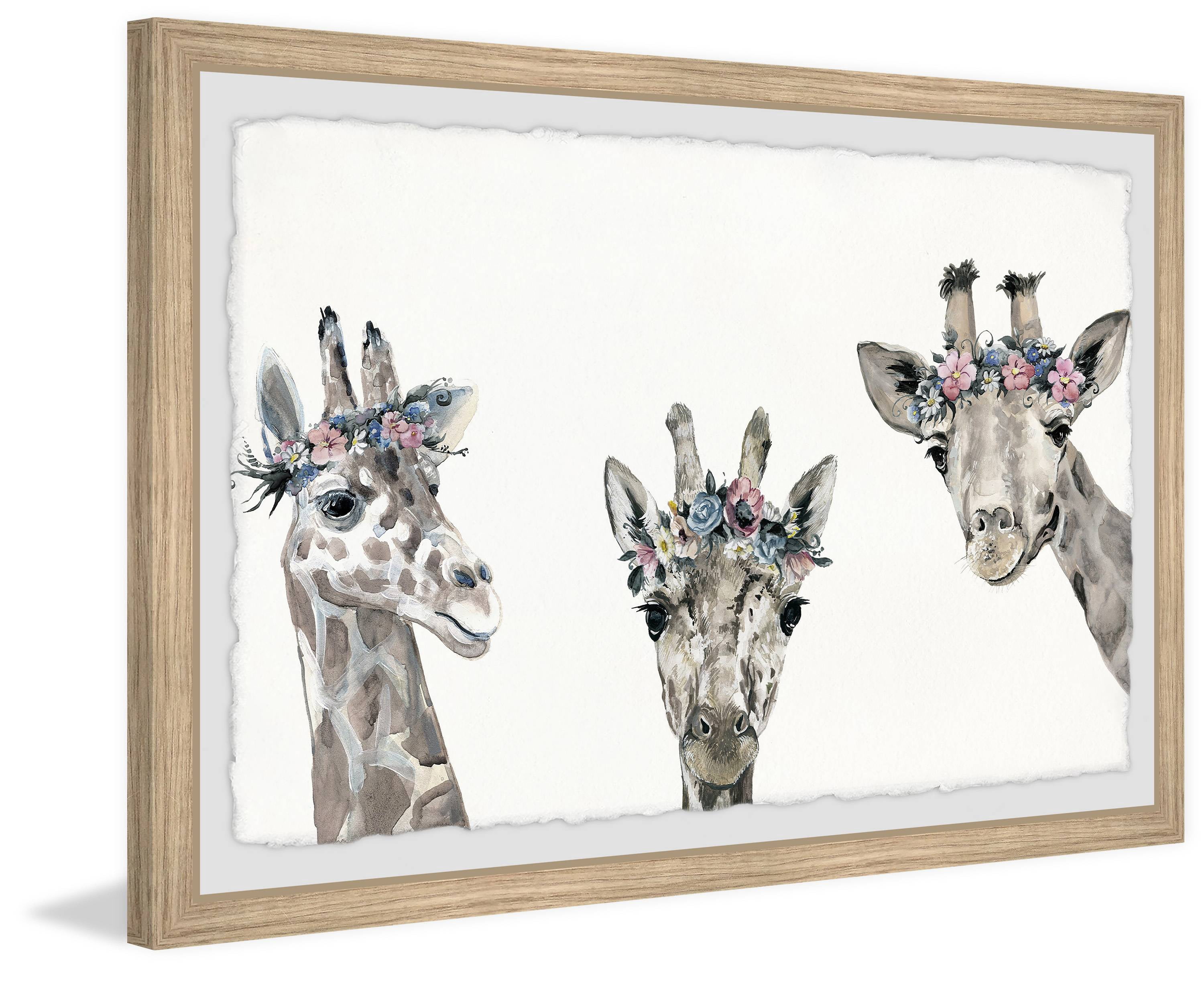 Marmont Hill Flower-crowned Giraffes Framed Wall Art