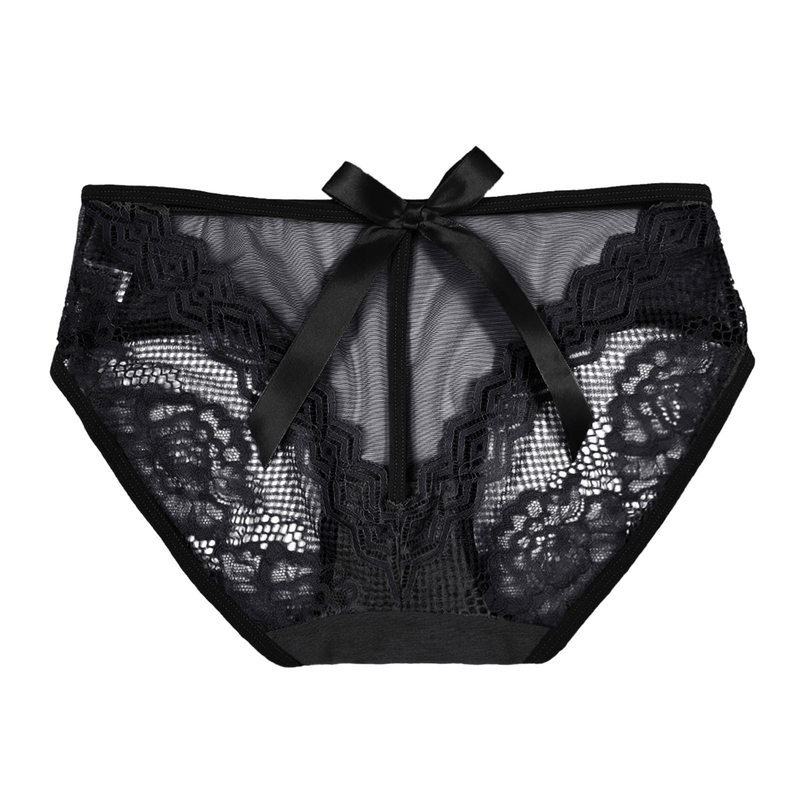 Zuwimk Cotton Thongs For Women,Womens Black Lace Thong Panties 6-Pack Cute  Lingerie Underwear Black,M