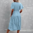 thumbnail image 3 of ZZwxWA Women's Summer Plus Size Dresses 2025 Tie Waist Casual V Neck Ruffle Short Sleeve Tiered Loose Midi Dress Sundress Holiday Beach Wear, 3 of 4