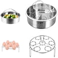 thumbnail image 1 of 3 pcs Stackable Stainless Steel Steamer Insert Pans Stainless Steel Steamer Basket Split Removable Steam Grille Steamer Set Pressure Cooker Peripheral Accessories Steamer Steamer Rack, 1 of 7