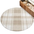 thumbnail image 2 of Round Rugs 4Ft, Beige Buffalo Plaid Round Area Rug Washable Indoor Throw Carpet, Farmhouse Modern Checkered Soft Non Slip Circle Rug for Kitchen Nursery Room Home Decor Aesthetic, 2 of 8
