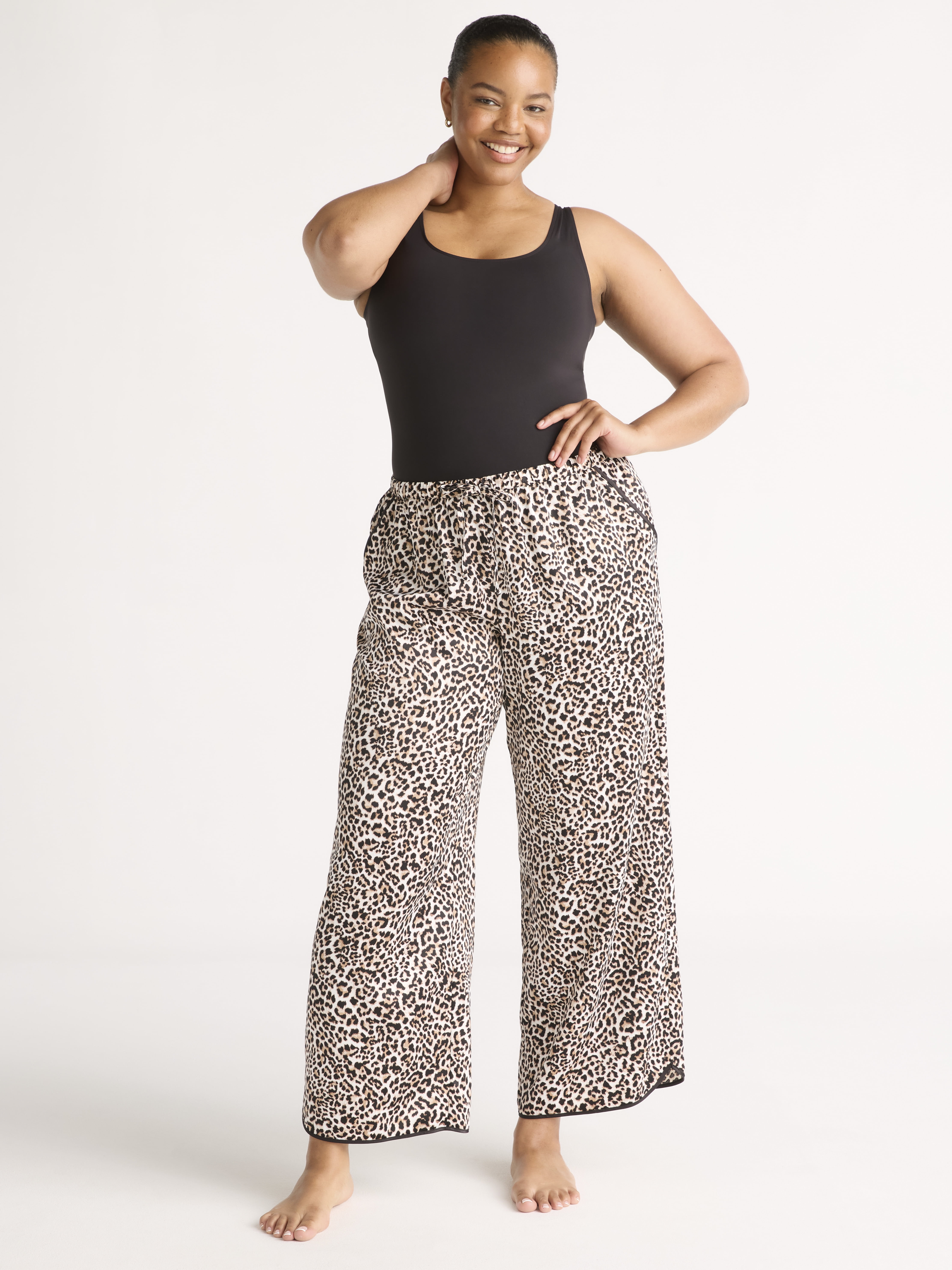 Joyspun Women’s Satin Pants, 28'' Inseam, Sizes XS-3X