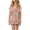 thumbnail image 1 of Fridja Robe pour Femmes Impression Personnalisée Longueur Genou Manches Courtes Robe Drapée, 1 of 9