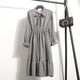 thumbnail image 1 of 2022 Women Blue StripedLong Sleeve neck Basic Dresses Button Split Pleated DressL Gao Jinjia LED, 1 of 2