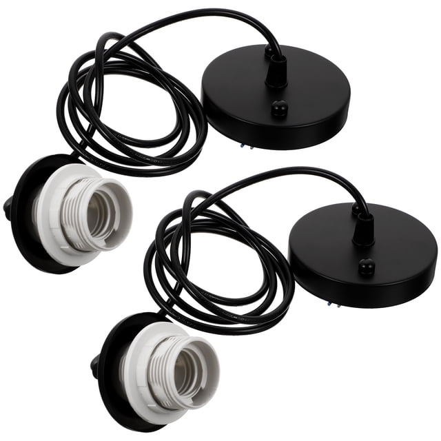Shisuyan 2Pcs Light Fixtures for Ceiling Adjustable Cable Length Ceiling Light Socket Black