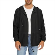 American Trends Packable Men's Rain Jacket Waterproof Raincoat for Men Lightweight Windbreaker with Hood Black 3X-Large