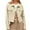 Khaki, variant on Women's Short Corduroy Winter Coat - Thermal Button Front Lapel Collar Ribbed Cuffs Commute Outerwear