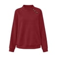 thumbnail image 3 of Mock Sweatshirts Women 2026 Fall Winter Fashion Casual Loose Pullover Long Sleeve Button Texture Tops (XL, Wine), 3 of 9