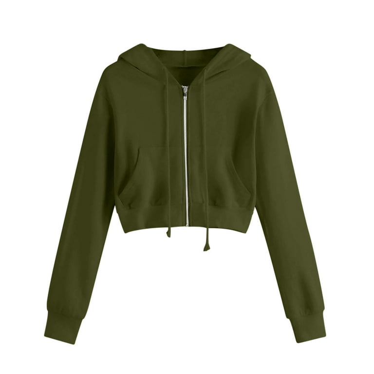 ylioge S-5XL Cropped Hoodies for Women Plus Size Zip-Up Jackets