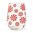 thumbnail image 2 of Christmas Glass Cups, Peppermint Candy Cane Pattern Drinking Tumbler, Clear Glass Cup for Xmas Holiday Table Setting, Christmas Glassware for Home Party, Red, 2 of 6