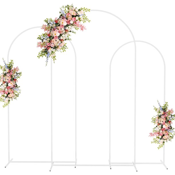 Juego de 3 Soportes de Fondo de Arco de Boda de Metal Blanco, Marco de Arco de Globo para Boda, Ceremonia, cumpleaños, Fiesta, decoración