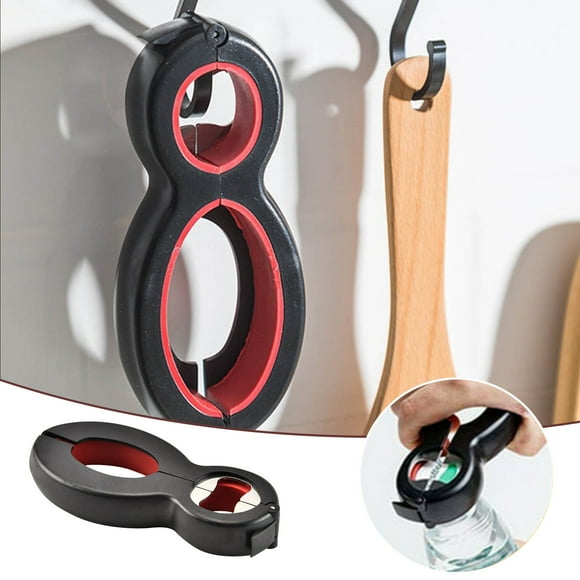 WIFKLSIIPG Durable and Firm Six in One Gourd 8 Character Can Opener Lid Opener Manual Pressure Saving Open The Lid(Black)