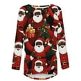 thumbnail image 4 of SELONE Ladies Christmas Tops Long Sleeve Casual Crewneck Pullover Loose Blouse Ethnic Style Retro Printed ShirtsTops Multicolor XL, 4 of 5