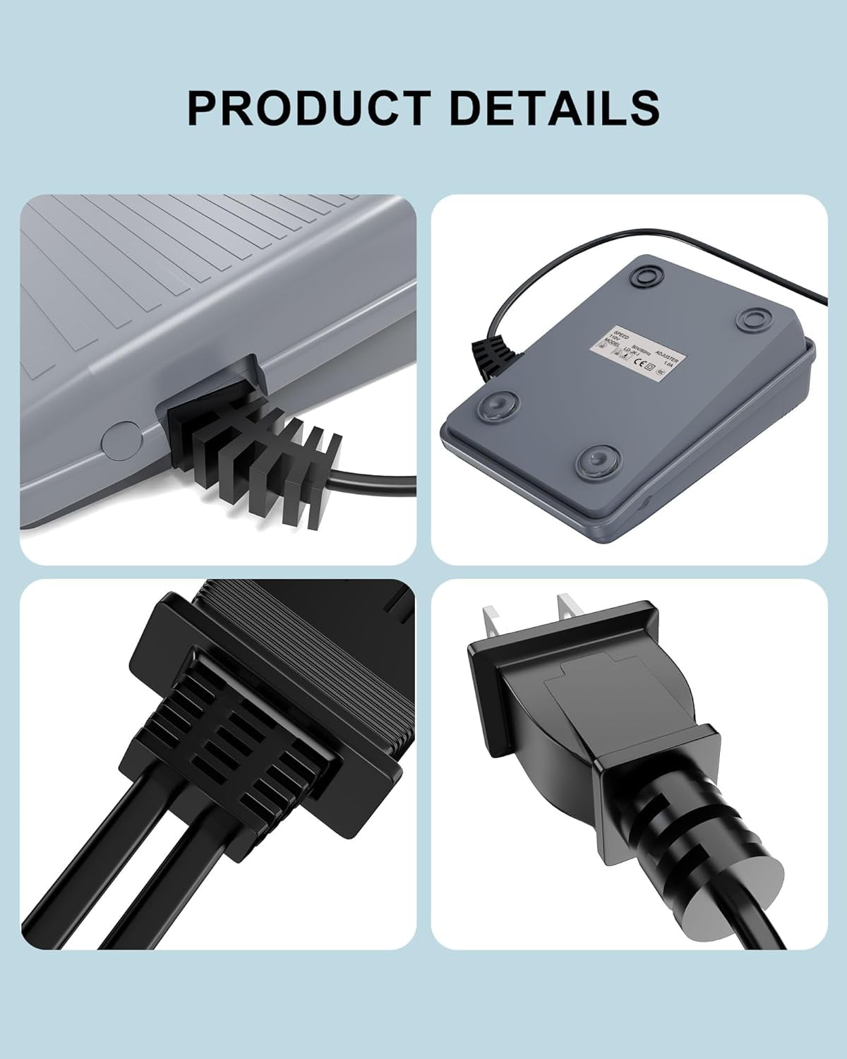 Replacement Brother Sewing Machine Foot Pedal and Power Cord Compatible with Brother jx2517 lx3817 ls2125 xm2701 xl2600 lx3125 1034d lx2500 xl5130 gx37 ls2400 xr3774 ls1520#j00360051