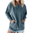 thumbnail image 1 of Timegard Womens Crewneck Sweatshirts Loose Comfy Drop Shoulder Long Sleeve Pullover Tops with Pockets, 1 of 6