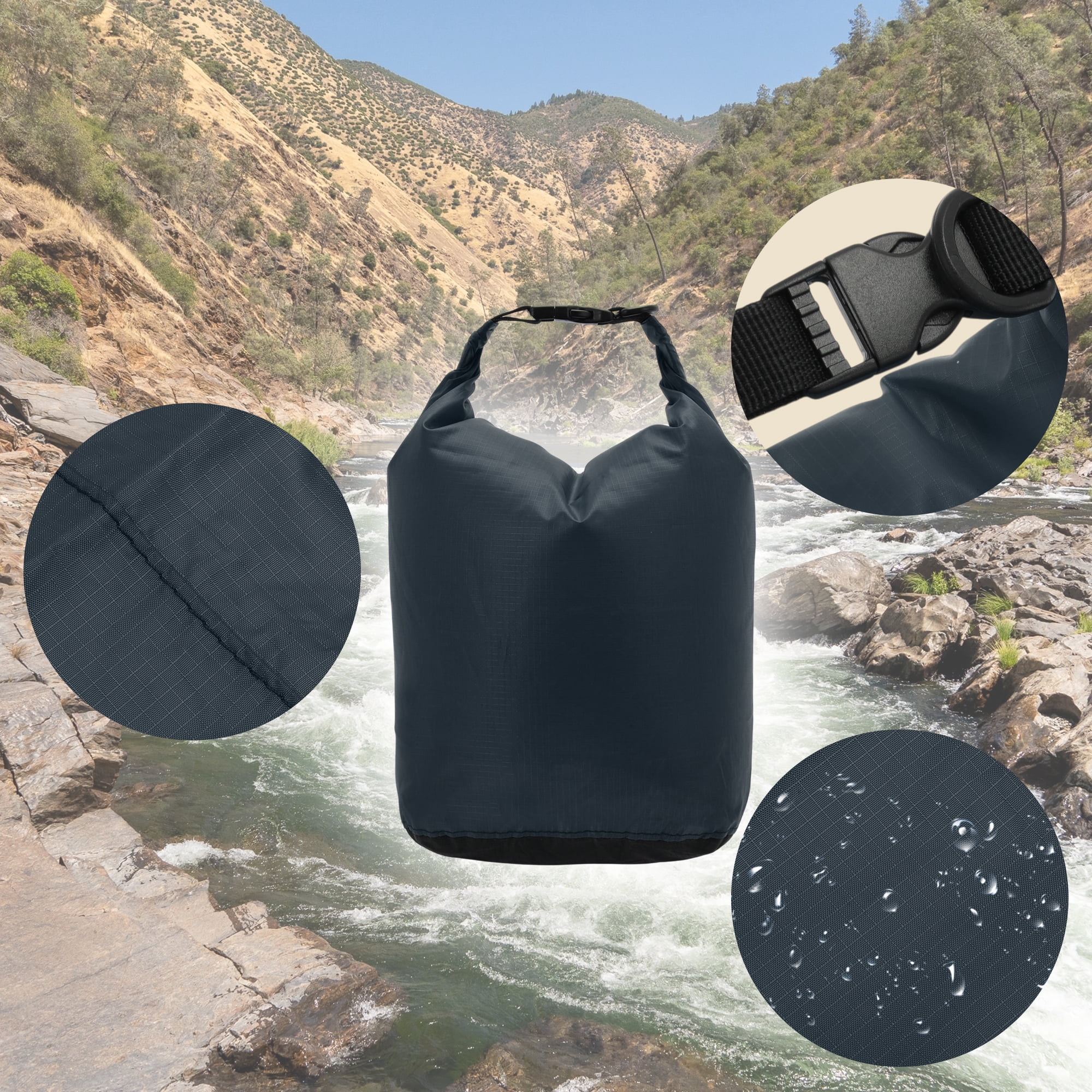 Unique Bargains Stuff Sacks Lightweight Dry Pack Dark Blue 20L