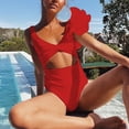 thumbnail image 5 of Sngxgn Swimsuits for Women Modest Tummy Control Swimdress Vintage Bathing Suits Swimwear(Red,L), 5 of 7