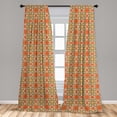 thumbnail image 5 of Ambesonne Moroccan Curtains, Vintage Oriental Tile, Pair of 28"x95", Orange Maroon Emerald, 5 of 5