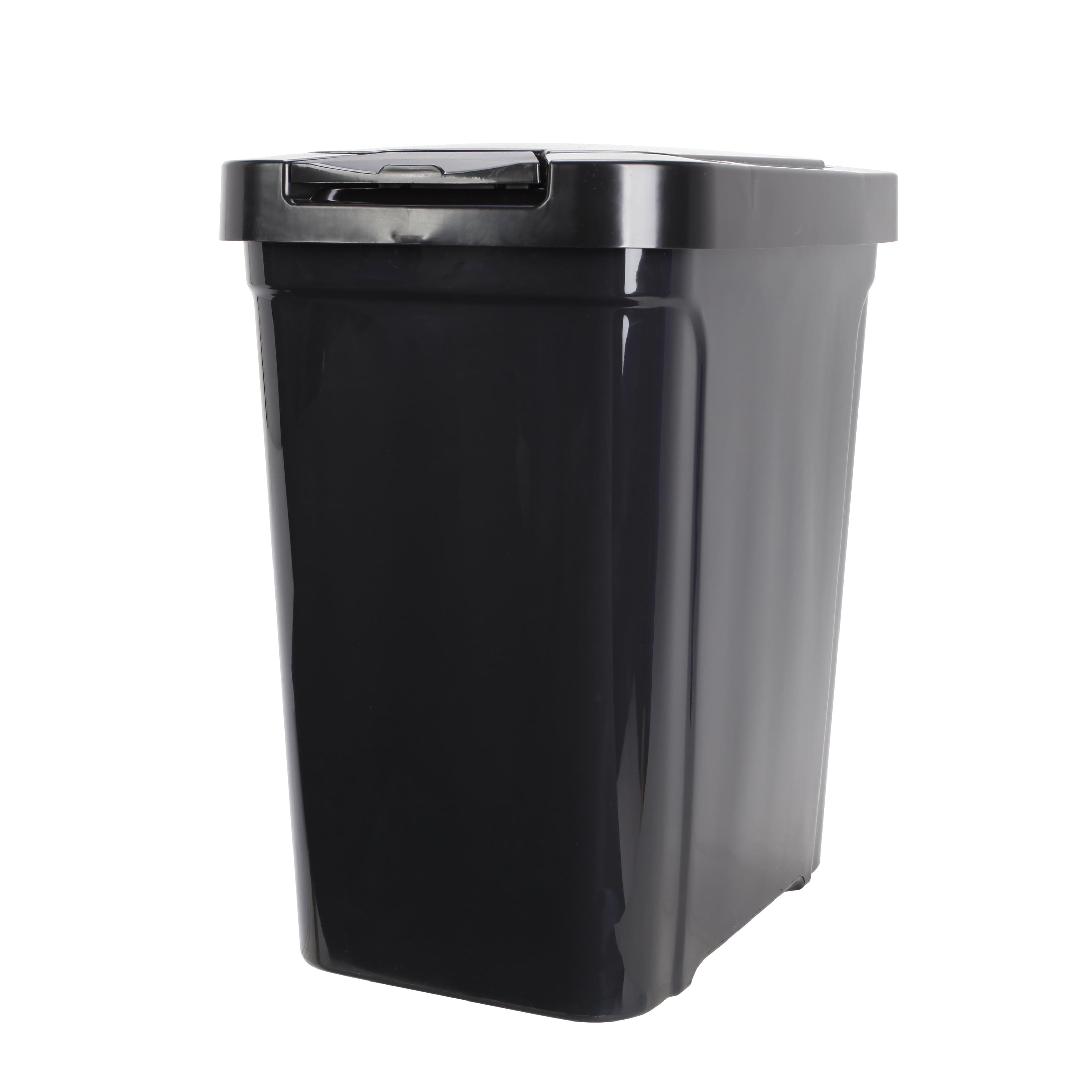 Mainstays 11 gal Plastic Easy Lift Lid Kitchen Trash Can, 2 Pack, Black