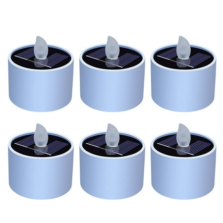 

FTjfrsbc 6Pcs LED Solar Flameless Lamp Waterproof Simulated Candle Reusable for Courtyard