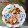 thumbnail image 2 of Round Glass Wall Clock, Floral Dachshund with Pink Glass Wall Clock for Homes, Bars, Offices, Man Caves, Garages, And Living Rooms. Also Makes A Great Gift., 2 of 8
