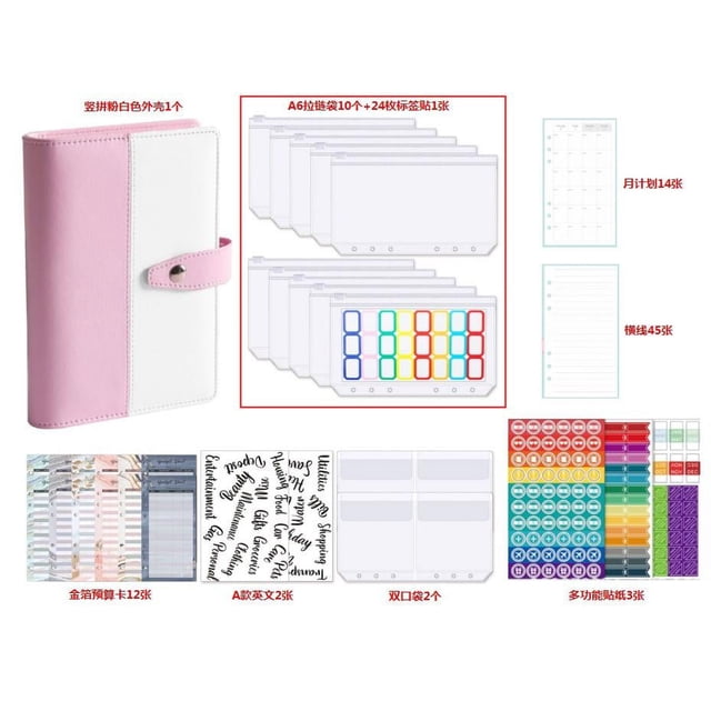 Juego de carpetas económicas de hojas sueltas, impermeables, de PVC A6, con cremallera, carpetas con etiquetas adhesivas para documentos, tarjetas de efectivo