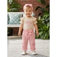 thumbnail image 5 of BemeyourBBs Preemie Newborn Baby Girl Little Sister Outfit Cute Infant Baby Girls Spring Summer Fall Clothes 0 3 6 Months Bow Ribbed Short Sleeve Romper Pants and Headband 3pcs Set, 5 of 9