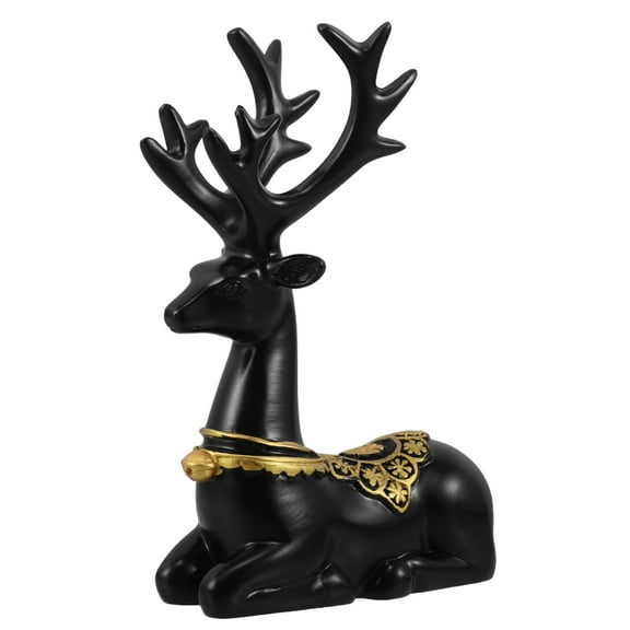 COMPUKAS deer figures for decorations Black Resin Deer Figurine for cabinet use 1Pack