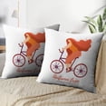 thumbnail image 3 of LALILO Throw Pillow Covers Autumn Trip Flat Girl Bicycle With Cushion Cover 18" x 18", 2 Pack, 3 of 6