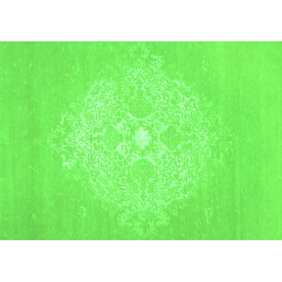 Ahgly Company Indoor Rectangle Oriental Green Industrial Area Rugs, 5' x 8'