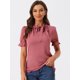 thumbnail image 2 of Top Elegante De BluDe ManCorDe OficiDe Las Camisas Del Cuello De PajariDe Las Mujeres RoApagado XS, 2 of 4