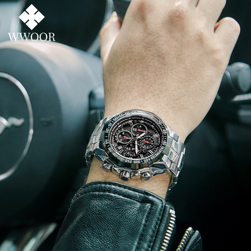 Men's Gold Watch Stainless Steel Waterproof Watches for Men Multifunctional Chronograph Analog Quartz Fashion Business Wristwatch Luminous with Date