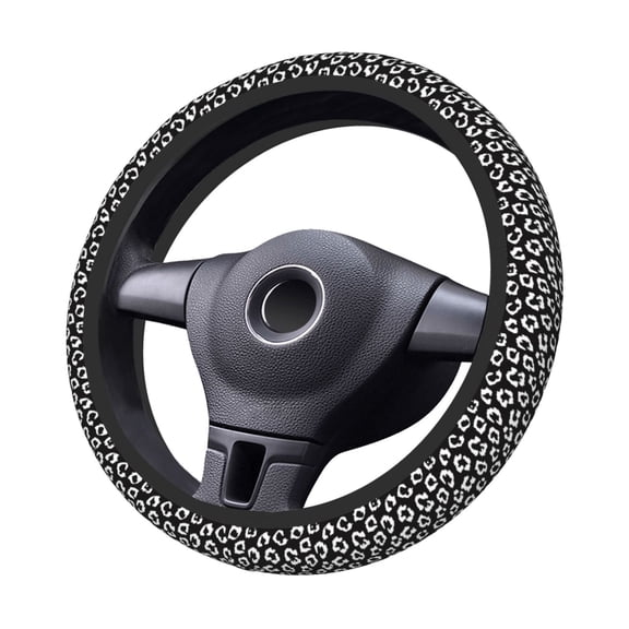 Kdxio Black Leopard Print Elastic Stretch Steering Wheel Cover,Auto Steering Wheel Cover,15 Inch Anti-Slip,Warm in Winter and Cool in Summer,Fit Suvs,Vans Cars,Trucks