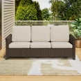 thumbnail image 2 of GAZEBETER Outdoor 3-Seat Patio Sofa,3-Seat Patio Wicker Couch,All-Weather Wicker Rattan Sofa Furniture Steel Frame with Deep Seat High Back No-Slip Cushioned Furniture Cover,Beige, 2 of 8