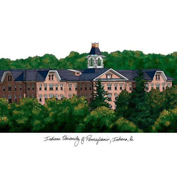 Indiana University of Pennsylvania 11w x 8.5h Manhattan Black Single Mat Gold Embossed Diploma Frame with Bonus Campus Images Lithograph (value savings at $59)