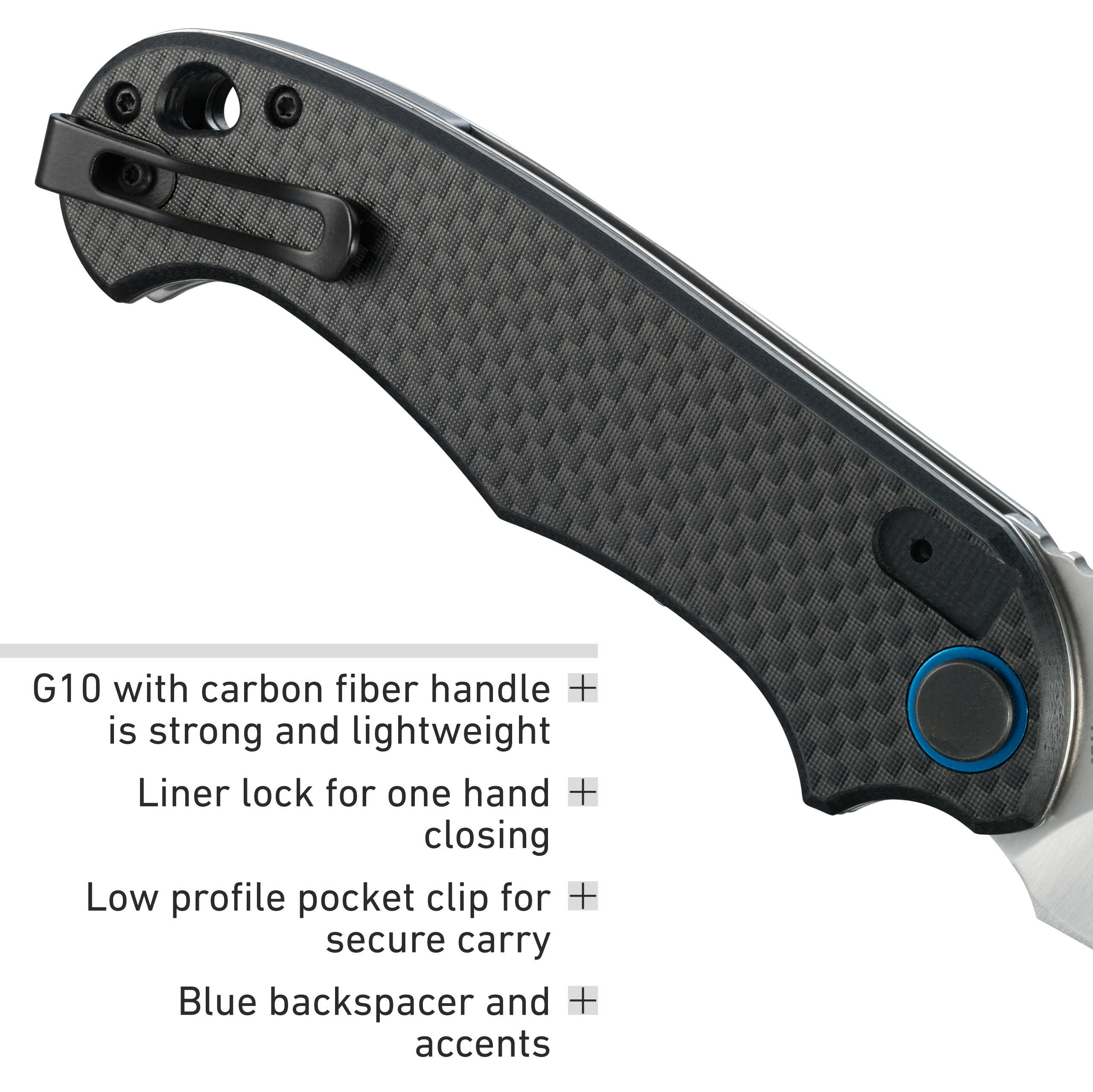 CRKT P.S.D. (Particle. Separation. Device.) Assisted Folding Knife with Liner Lock: 1.4116 Plain Edge Blade, Carbon Fiber w/G10 Base Handle, Reversible Pocket Clip, 7920