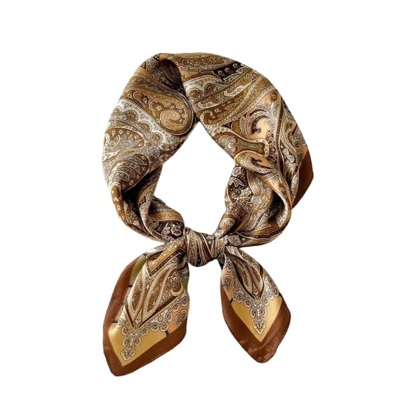 Bibifish Womens Satin 28" Square Scarf Vintage Paisley Print Breathable Silk‑Like Neck Scarf Head Scarf Purse Scarf