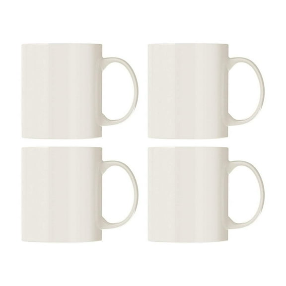 Banquet dia.3.25" h:3.75" 12 oz. Round Warm White Porcelain Mug (Set of 4)