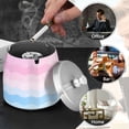 thumbnail image 4 of Yayeee Ashtray with Lid for Cigarette Smokeless Stainless Steel Home Ash Holder, Light Pink Stripes, 4 of 7