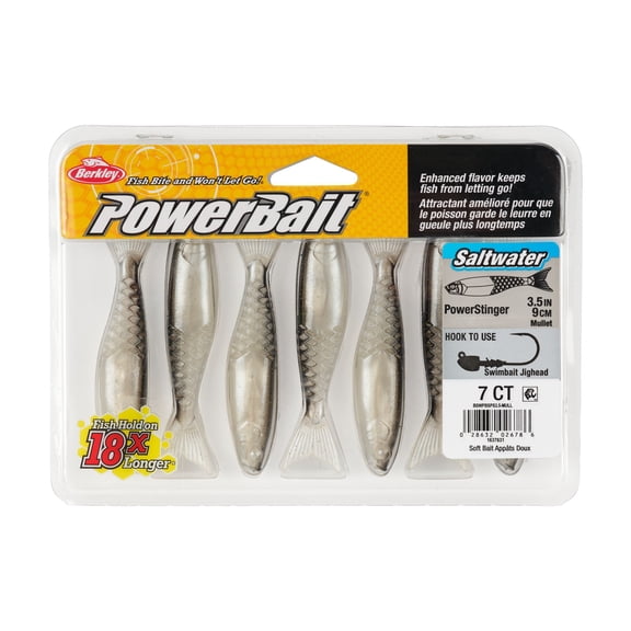 Berkley PowerBait® Saltwater PowerStinger, 3.5 in, Minnows, Mullet (7-count)