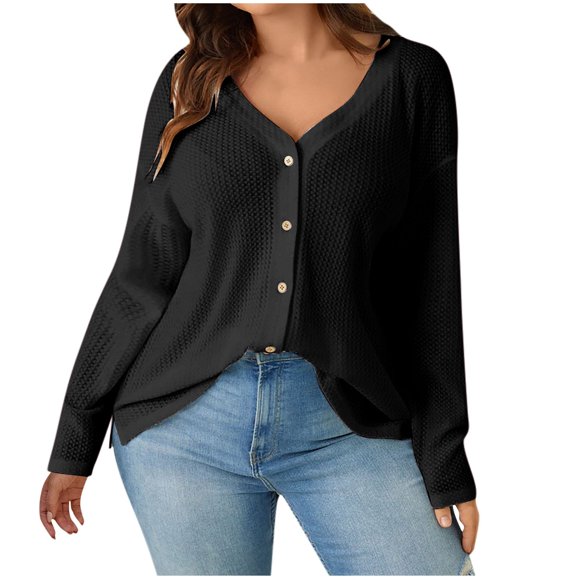 FAIWAD Women's Cardigan Sweaters 2024 Fall Oversized Open Front Button V Neck Lightweight Knit Outerwear