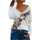 thumbnail image 1 of Mujeres Primavera Moda O-cuello Raya Suelta Impreso Patchwork Blusa Tops Pullover Fridja  FKASFK116, 1 of 5