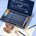 thumbnail image 2 of 12/24/36/48/72 Professional Watercolor Pencils Set Water Soluble Colored Pencils with Brush Metal Box Water Color Pencils Art Supplies for School Students Adults Artist for Drawing Sketching Painting, 2 of 8