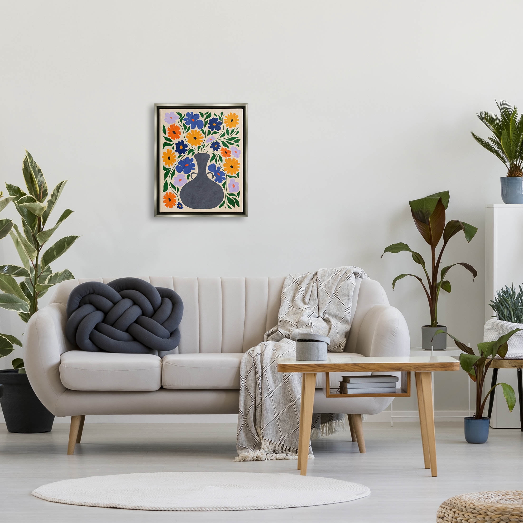 Stupell Industries Contemporary Daisies Flower Pot Graphic Art Luster Gray Floating Framed Canvas Print Wall Art, Design by Ziwei Li