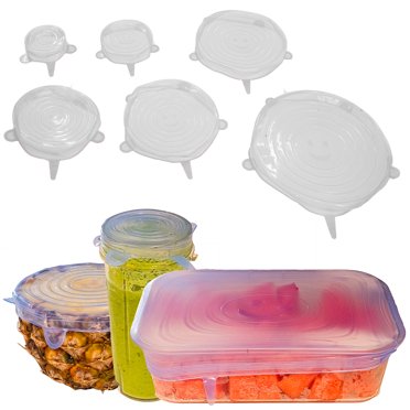 6-Pack Silicone Stretch Lids For Food Storage | Reusable, Leak-Proof Covers With Date Indicator For Bowls, Jars, Cups