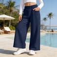 thumbnail image 7 of Girls Cotton Linen Capri Pants Summer Drawstring Wide Leg Pants with Pockets Holiday Boho Beach Palazzo Pants for Kid Boys, 7 of 7